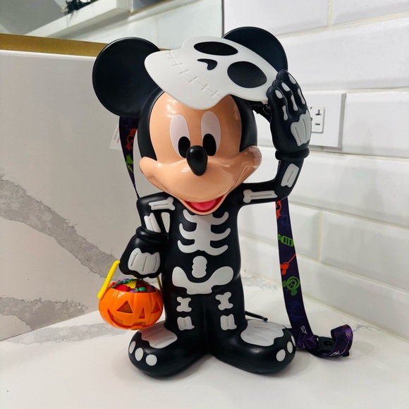 Disney Parks Halloween Mickey Mouse Skeleton Glow-Up Light Up Popcorn Bucket - Picture 2 of 6